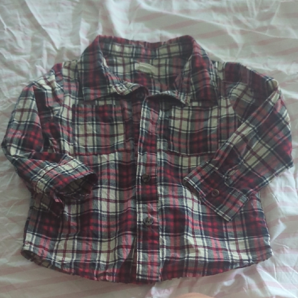 Plaid Kids Shirt - Red and White